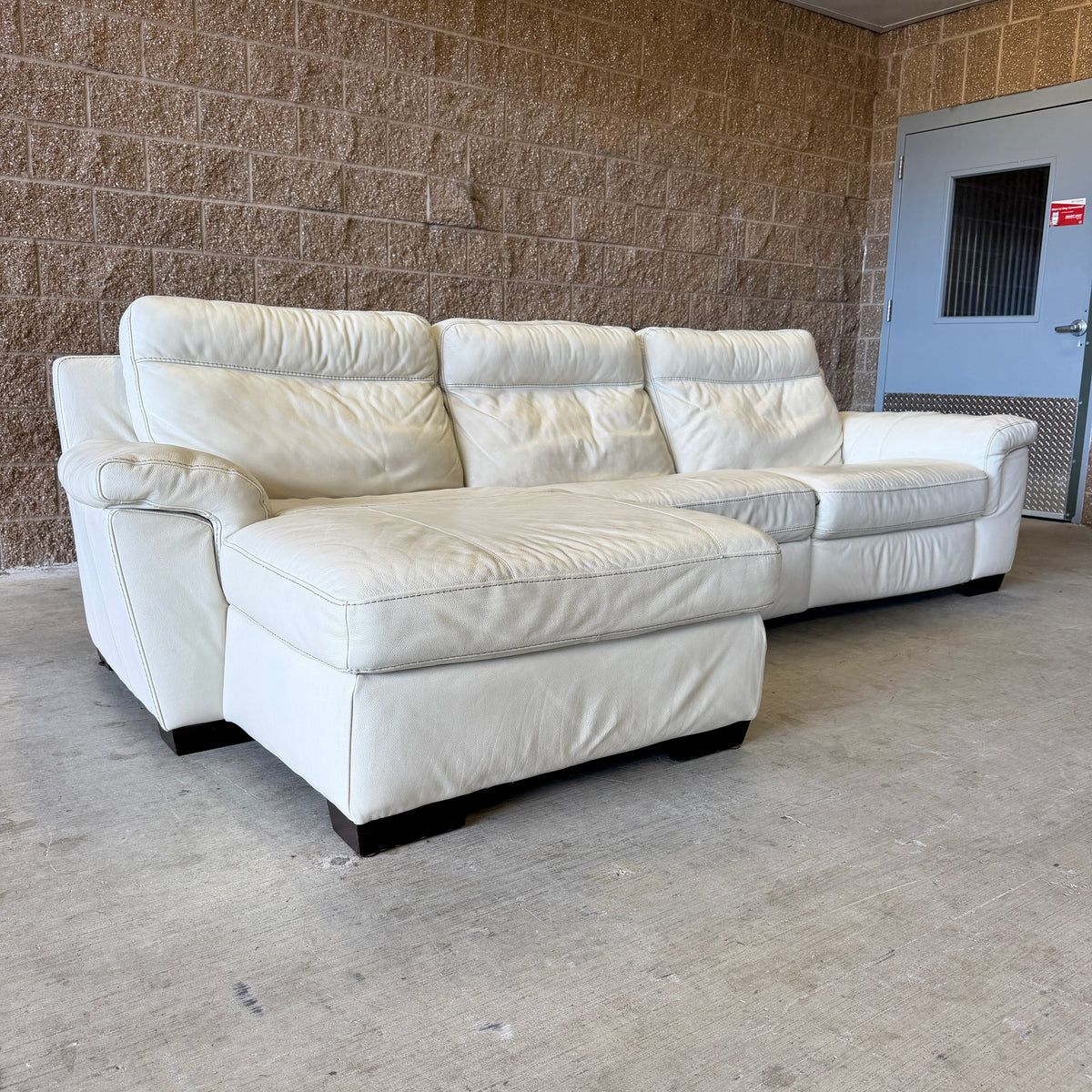 Ivory Natuzzi Real Leather Power Reclining Sectional