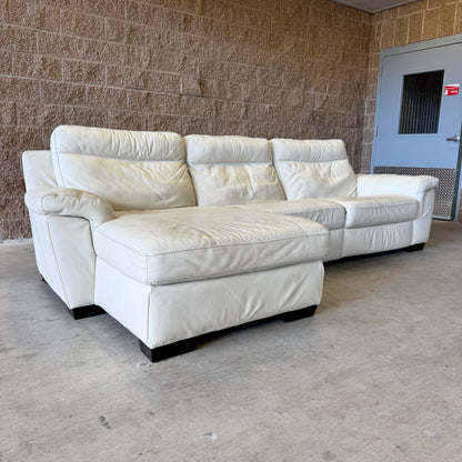Ivory Natuzzi Real Leather Power Reclining Sectional