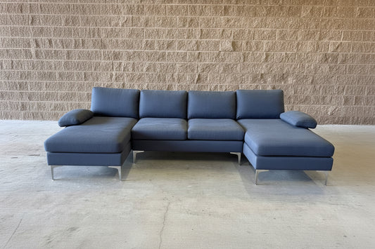 Bluish Gray Double‑Chaise Sectional
