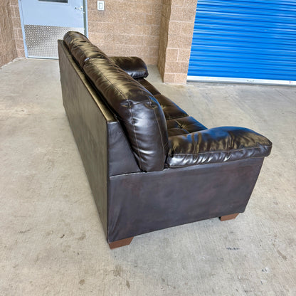 Coffee Brown Leather Sleeper Sofa