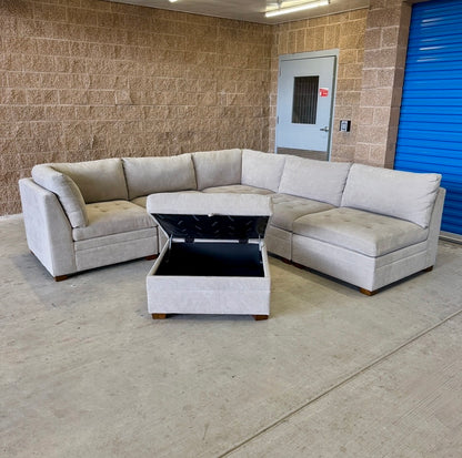Beige Costco 6-Piece Modular Sectional w/Storage Ottoman