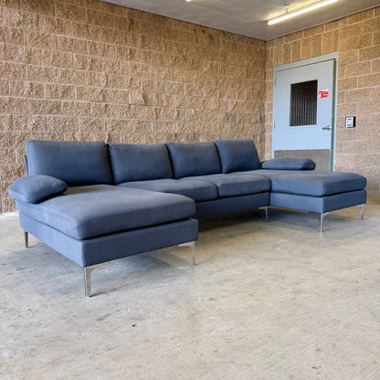 Bluish Gray Double‑Chaise Sectional