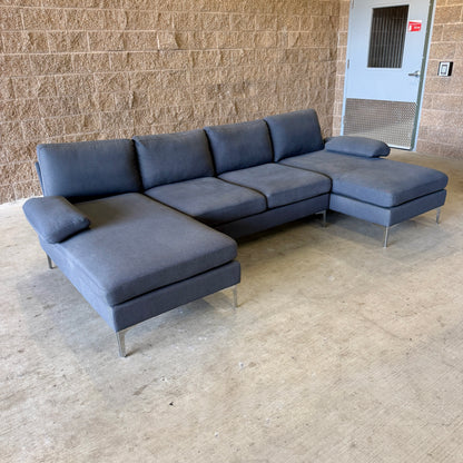 Bluish Gray Double‑Chaise Sectional