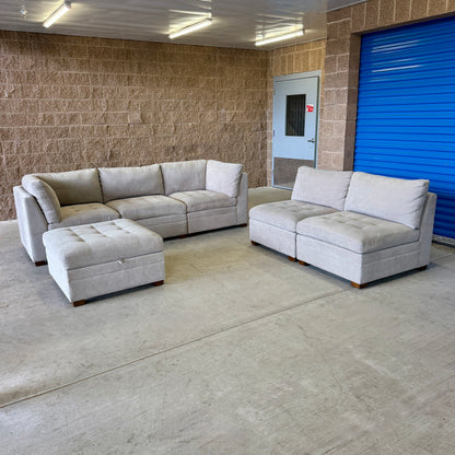 Beige Costco 6-Piece Modular Sectional w/Storage Ottoman
