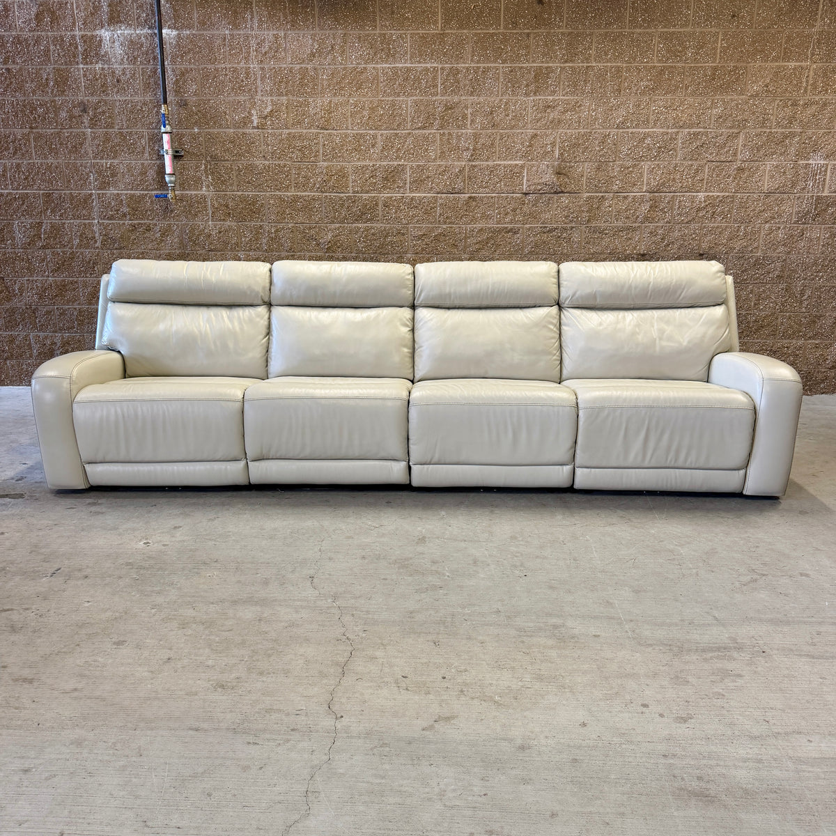 Ivory Costco Real Leather Power Reclining Sectional