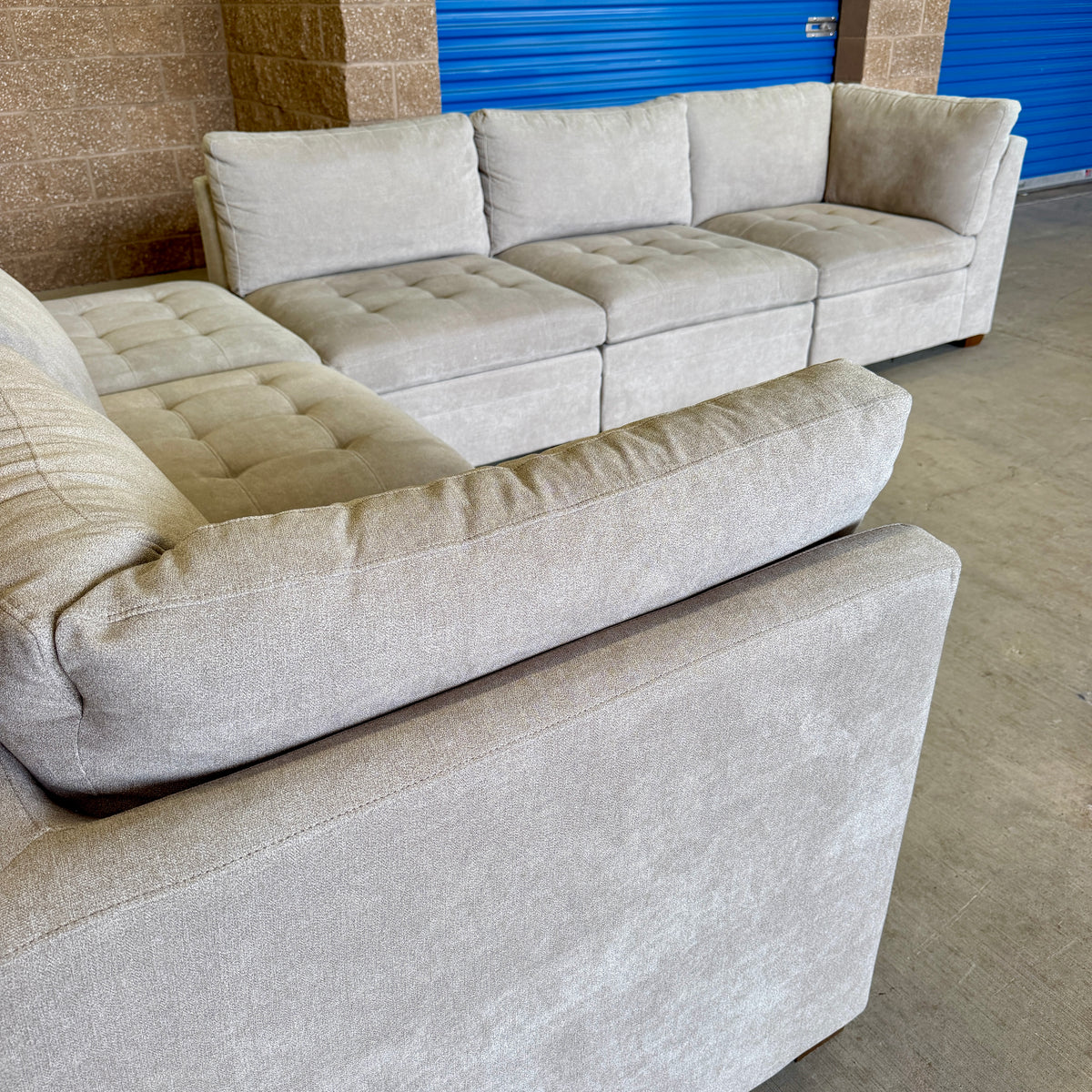 Beige Costco 6-Piece Modular Sectional w/Storage Ottoman