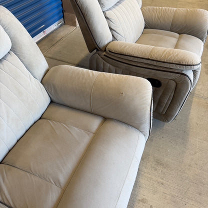 Beige Manual Reclining Sofa, Loveseat, and Chair Set
