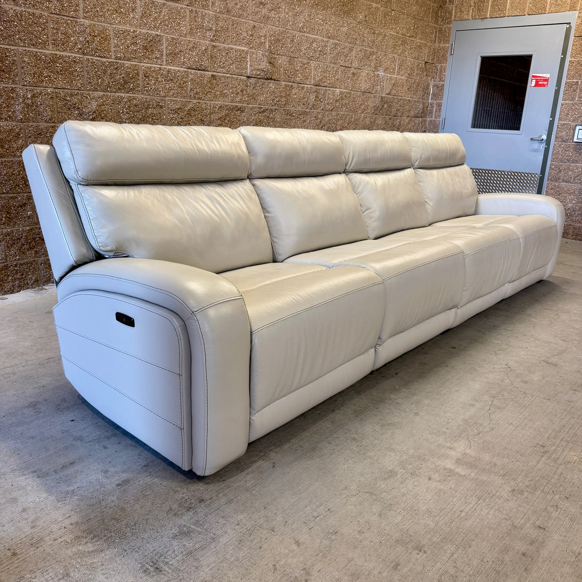 Ivory Costco Real Leather Power Reclining Sectional