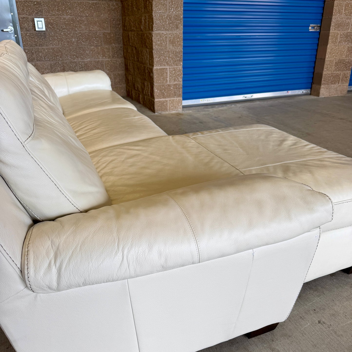 Ivory Natuzzi Real Leather Power Reclining Sectional