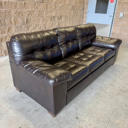 Coffee Brown Leather Sleeper Sofa