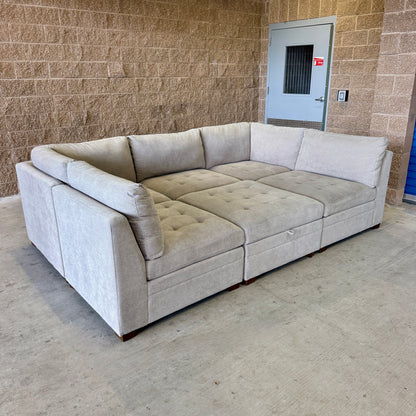 Beige Costco 6-Piece Modular Sectional w/Storage Ottoman