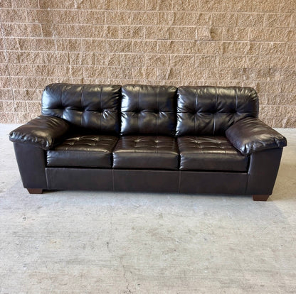 Coffee Brown Leather Sleeper Sofa