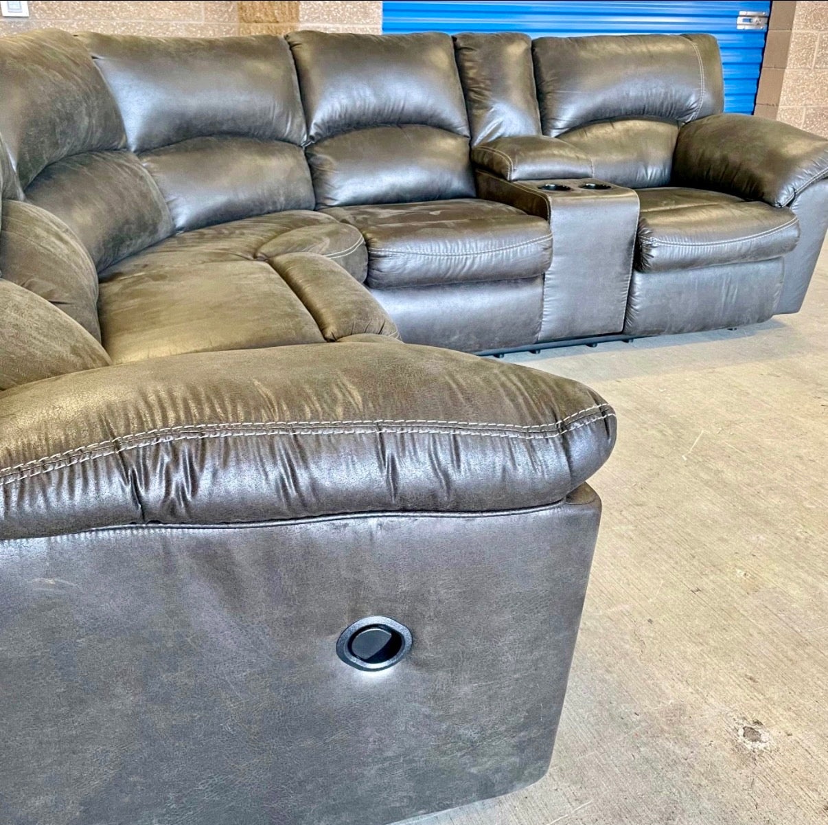 Gray Ashley Furniture Manual Reclining Sectional w/Console