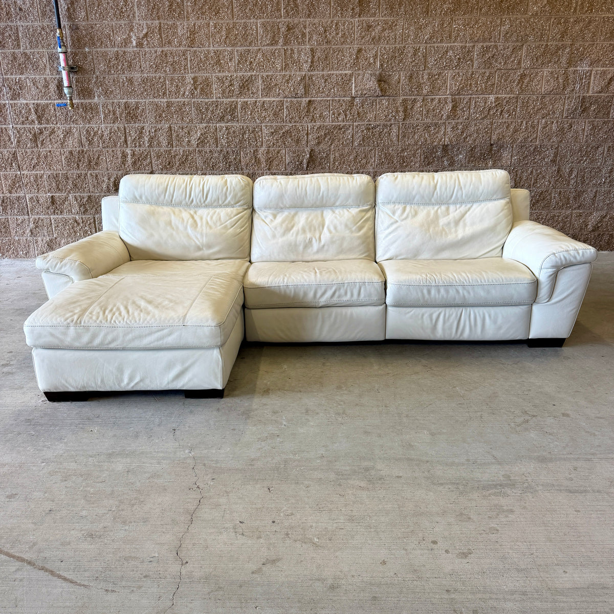 Ivory Natuzzi Real Leather Power Reclining Sectional