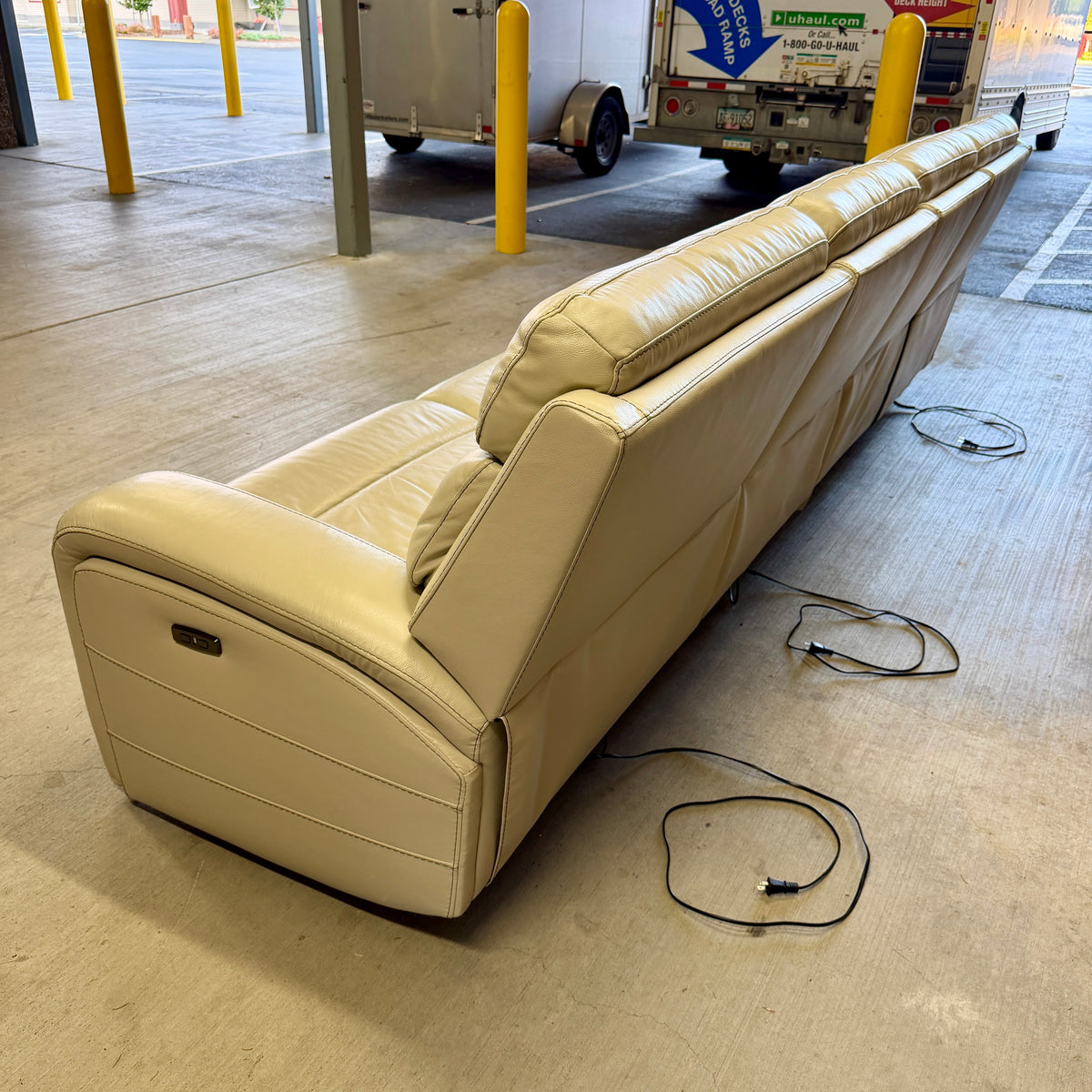 Ivory Costco Real Leather Power Reclining Sectional