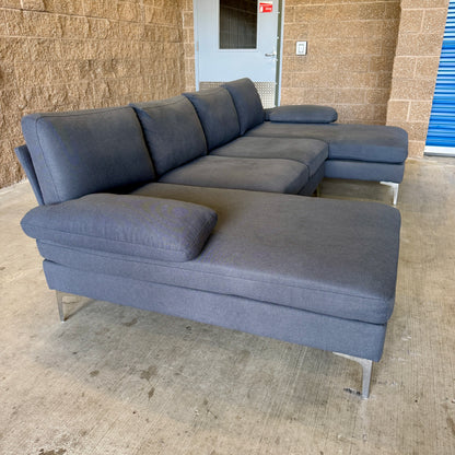 Bluish Gray Double‑Chaise Sectional