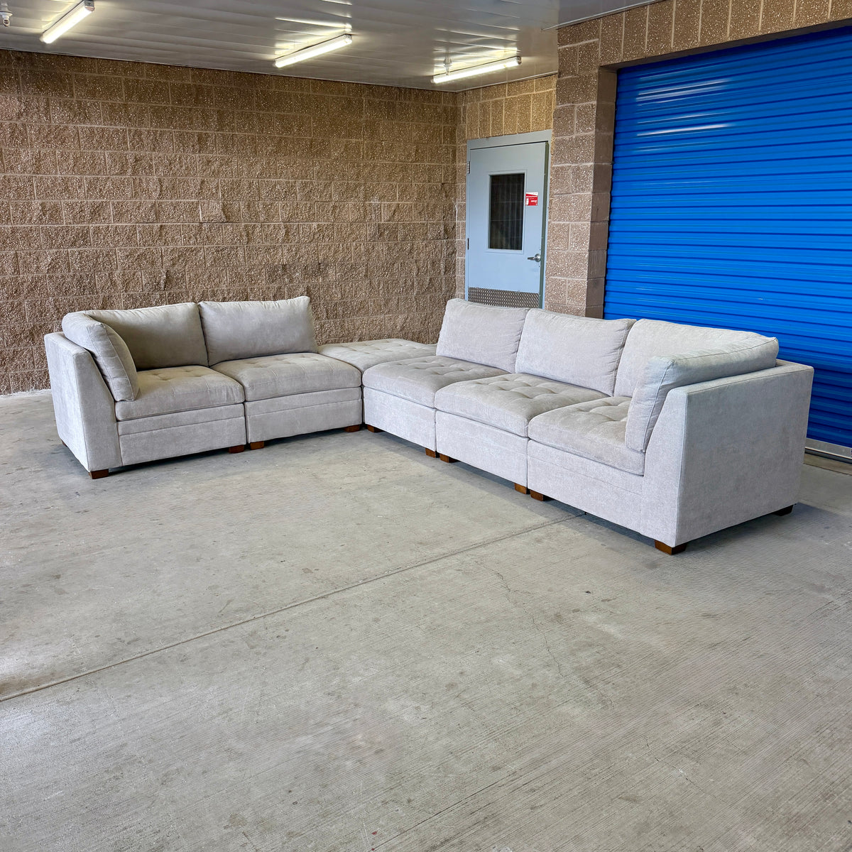 Beige Costco 6-Piece Modular Sectional w/Storage Ottoman