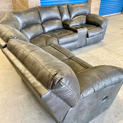 Gray Ashley Furniture Manual Reclining Sectional w/Console