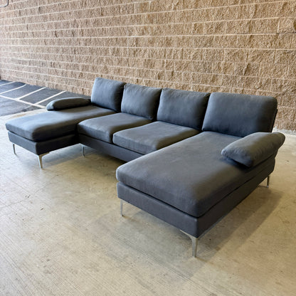 Bluish Gray Double‑Chaise Sectional