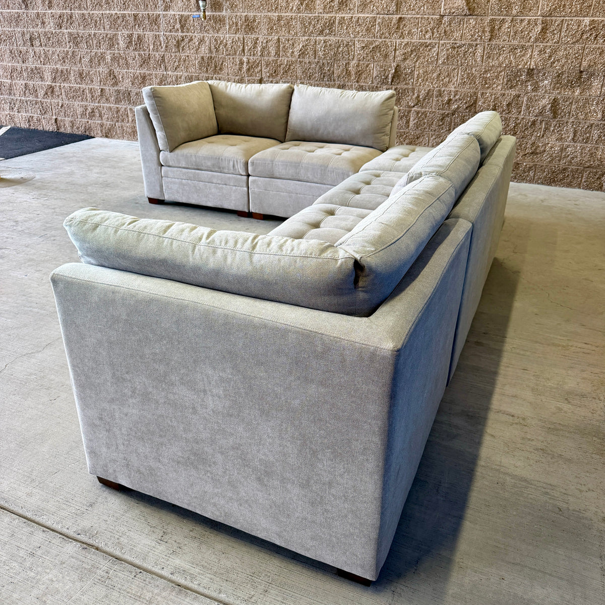 Beige Costco 6-Piece Modular Sectional w/Storage Ottoman