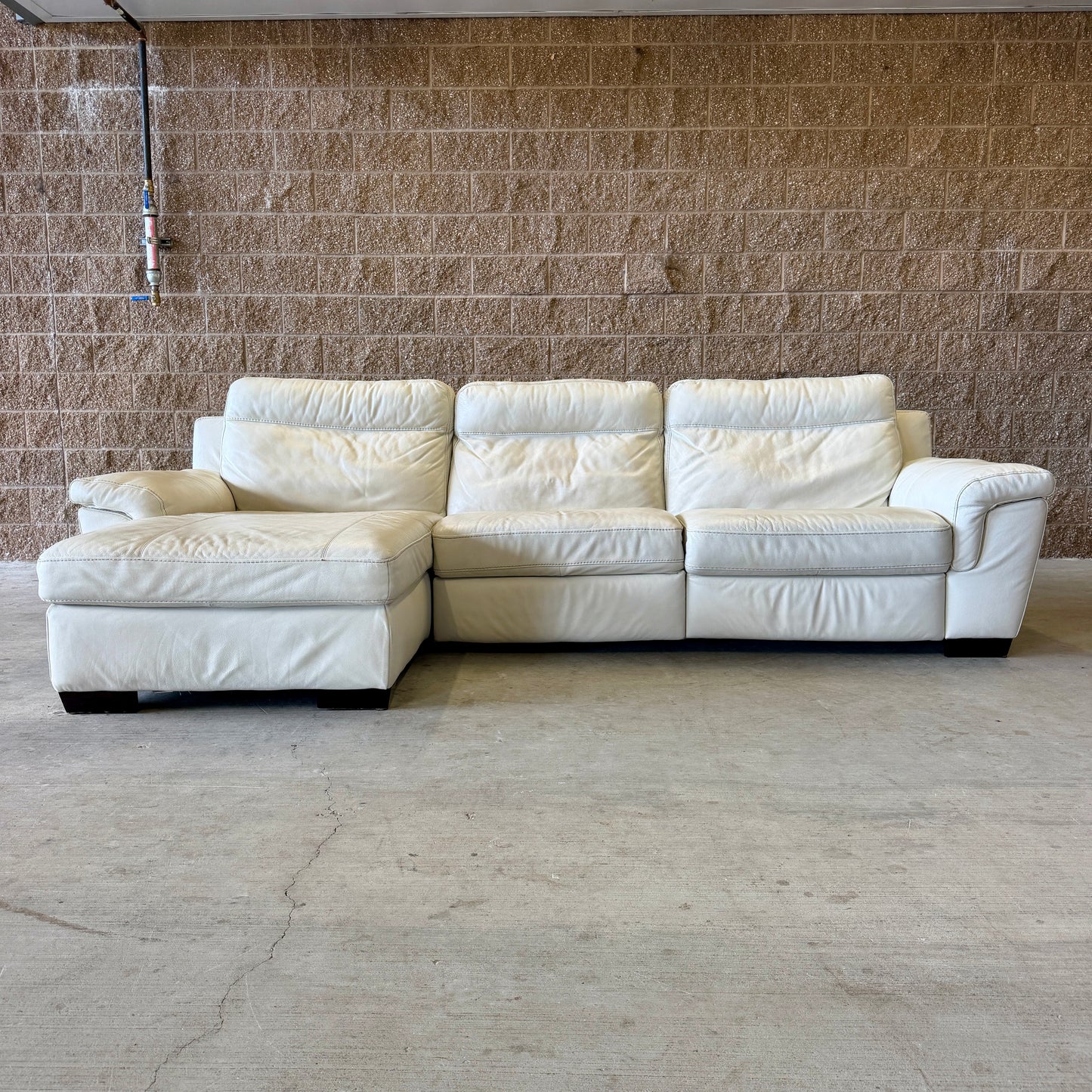 Ivory Natuzzi Real Leather Power Reclining Sectional
