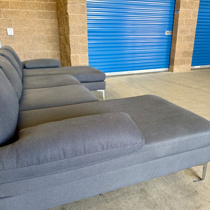 Bluish Gray Double‑Chaise Sectional